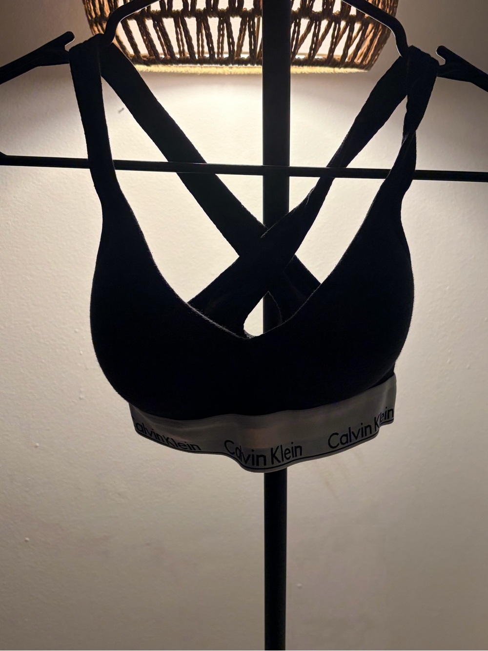 Calvin Klein Black Bralette with Silver Logo Band